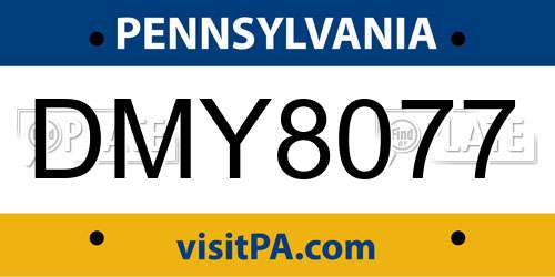 DMY8077 Pennsylvania License Plate