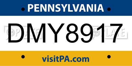 DMY8917 Pennsylvania License Plate