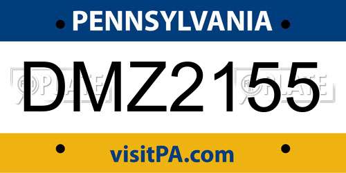 DMZ2155 Pennsylvania License Plate