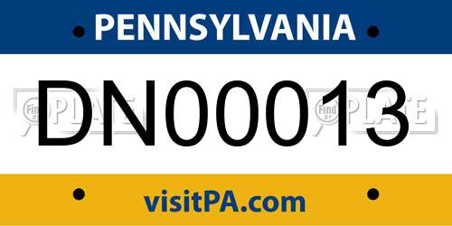 DN00013 Pennsylvania License Plate