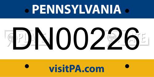 DN00226 Pennsylvania License Plate