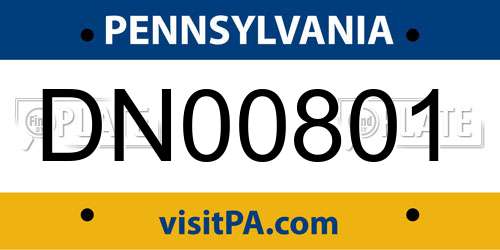DN00801 Pennsylvania License Plate