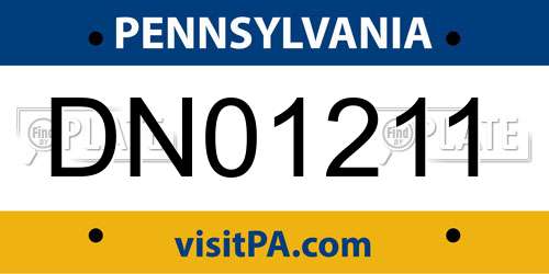 DN01211 Pennsylvania License Plate