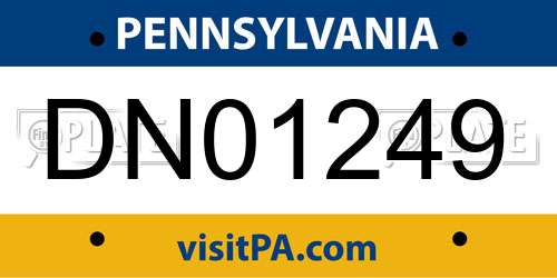 DN01249 Pennsylvania License Plate