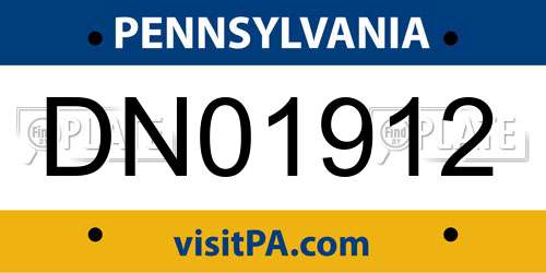 DN01912 Pennsylvania License Plate