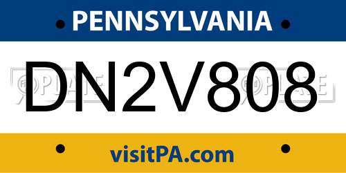 DN2V808 Pennsylvania License Plate
