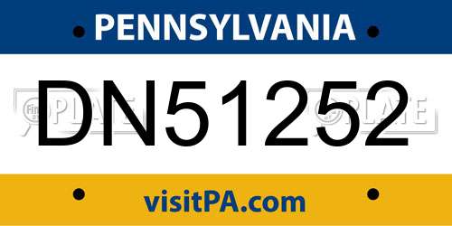 DN51252 Pennsylvania License Plate