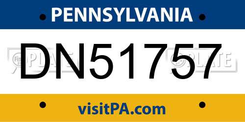 DN51757 Pennsylvania License Plate