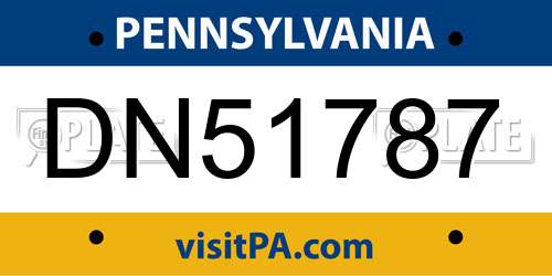 DN51787 Pennsylvania License Plate