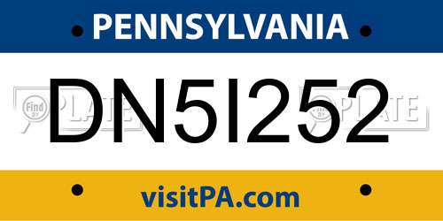 DN5I252 Pennsylvania License Plate
