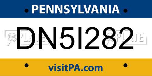 DN5I282 Pennsylvania License Plate