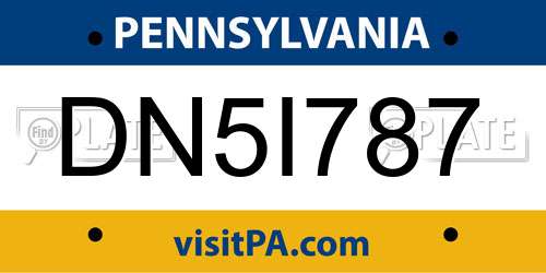 DN5I787 Pennsylvania License Plate