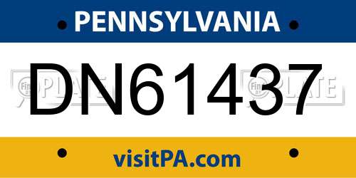 DN61437 Pennsylvania License Plate