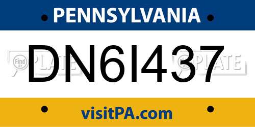 DN6I437 Pennsylvania License Plate