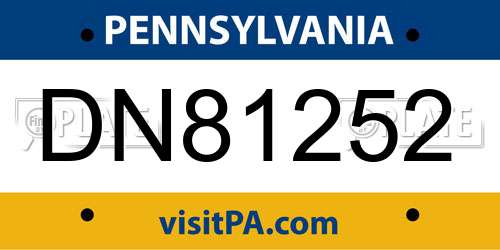 DN81252 Pennsylvania License Plate