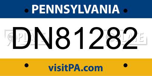 DN81282 Pennsylvania License Plate