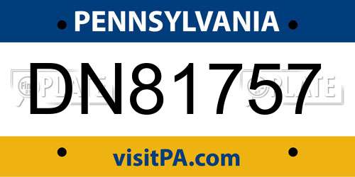 DN81757 Pennsylvania License Plate