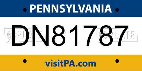 DN81787 Pennsylvania License Plate