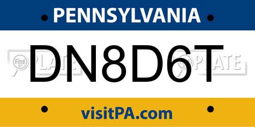 DN8D6T Pennsylvania License Plate