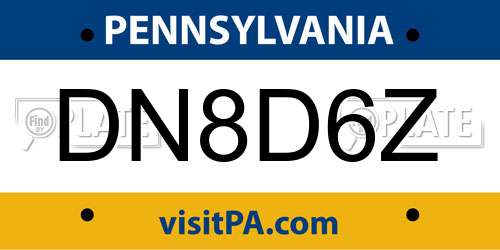DN8D6Z Pennsylvania License Plate