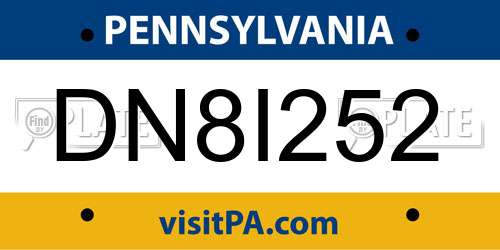 DN8I252 Pennsylvania License Plate
