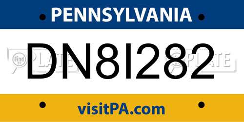 DN8I282 Pennsylvania License Plate