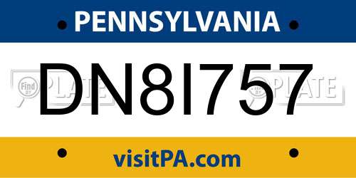 DN8I757 Pennsylvania License Plate