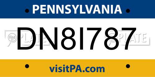 DN8I787 Pennsylvania License Plate