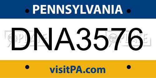 DNA3576 Pennsylvania License Plate
