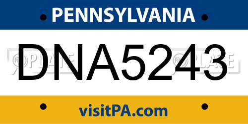 DNA5243 Pennsylvania License Plate