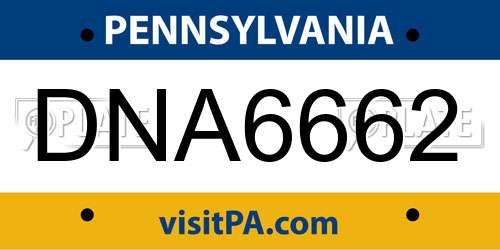 DNA6662 Pennsylvania License Plate