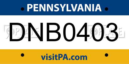 DNB0403 Pennsylvania License Plate