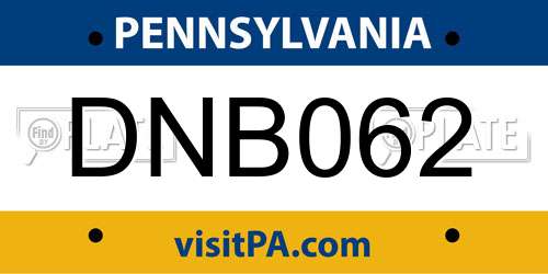 DNB062 Pennsylvania License Plate