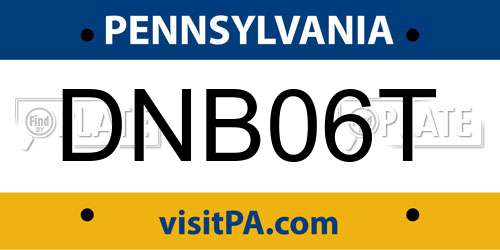 DNB06T Pennsylvania License Plate