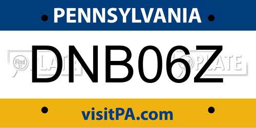 DNB06Z Pennsylvania License Plate