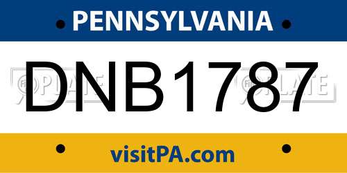 DNB1787 Pennsylvania License Plate