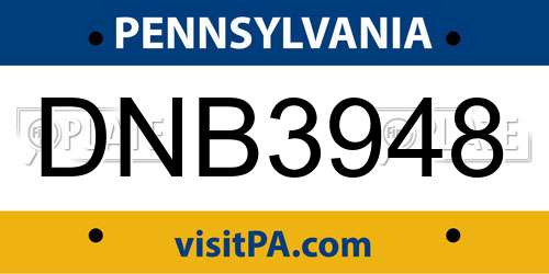 DNB3948 Pennsylvania License Plate