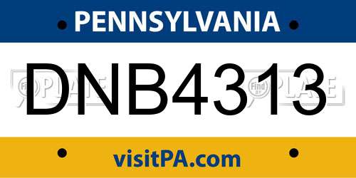 DNB4313 Pennsylvania License Plate