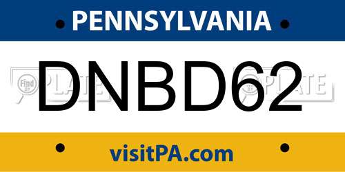 DNBD62 Pennsylvania License Plate