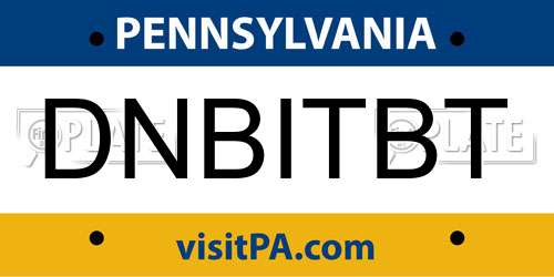 DNBITBT Pennsylvania License Plate