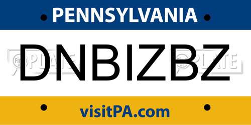 DNBIZBZ Pennsylvania License Plate