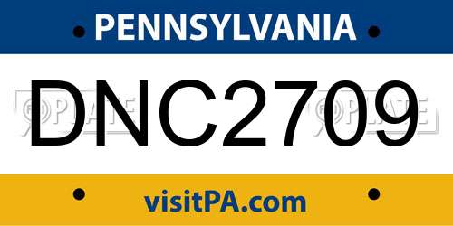 DNC2709 Pennsylvania License Plate