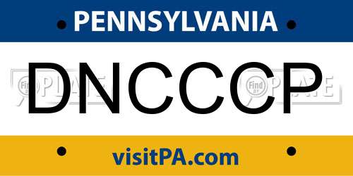 DNCCCP Pennsylvania License Plate