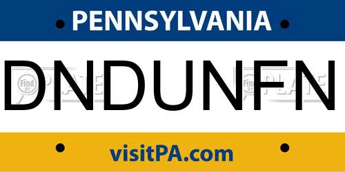 DNDUNFN Pennsylvania License Plate
