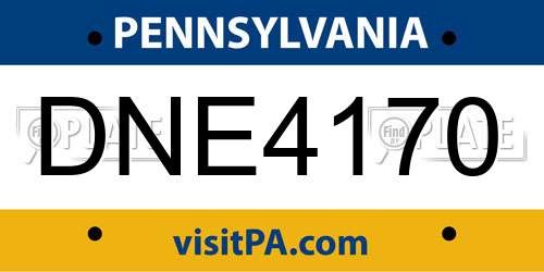 DNE4170 Pennsylvania License Plate