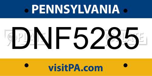 DNF5285 Pennsylvania License Plate