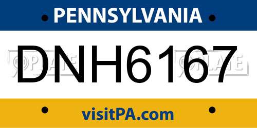 DNH6167 Pennsylvania License Plate