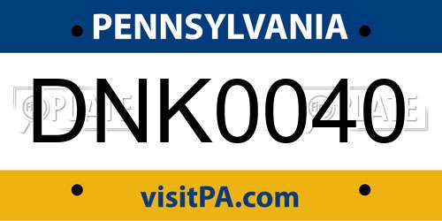DNK0040 Pennsylvania License Plate