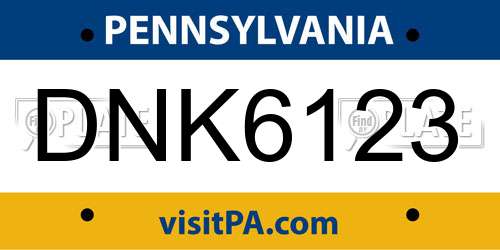 DNK6123 Pennsylvania License Plate