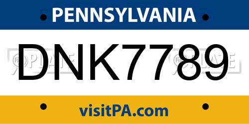 DNK7789 Pennsylvania License Plate